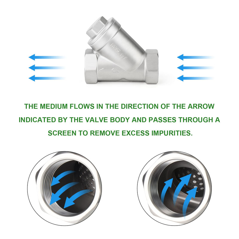 [Australia - AusPower] - TAISHER 1PCS 304 Stainless Steel 1" NPT Female WYE Y Strainer Mesh Filter Valve CF8 WOG 800 