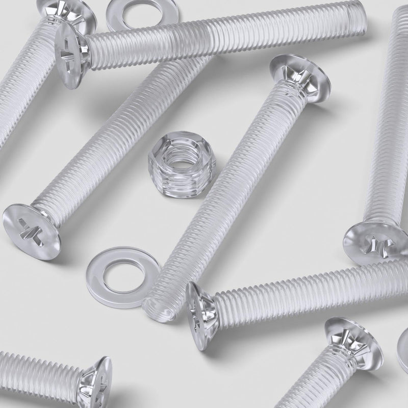 [Australia - AusPower] - 20 x Crosshead Countersunk Screw Nuts and bolts, Transparent Clear Plastic Acrylic, M5 x 40mm - Acrylic Plastic Screws, (13/64 x 1 37/64 in) 