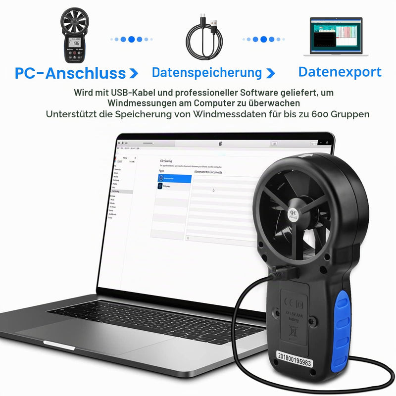 Wind Gauge HVAC Anemometer, Kethvoz Wind Meter CFM Air Flow Tester Wind Speed Meter Measure Air Flow Speed Wind Temperature for Air Vent Dust Collection Drone Shooting KE-866A