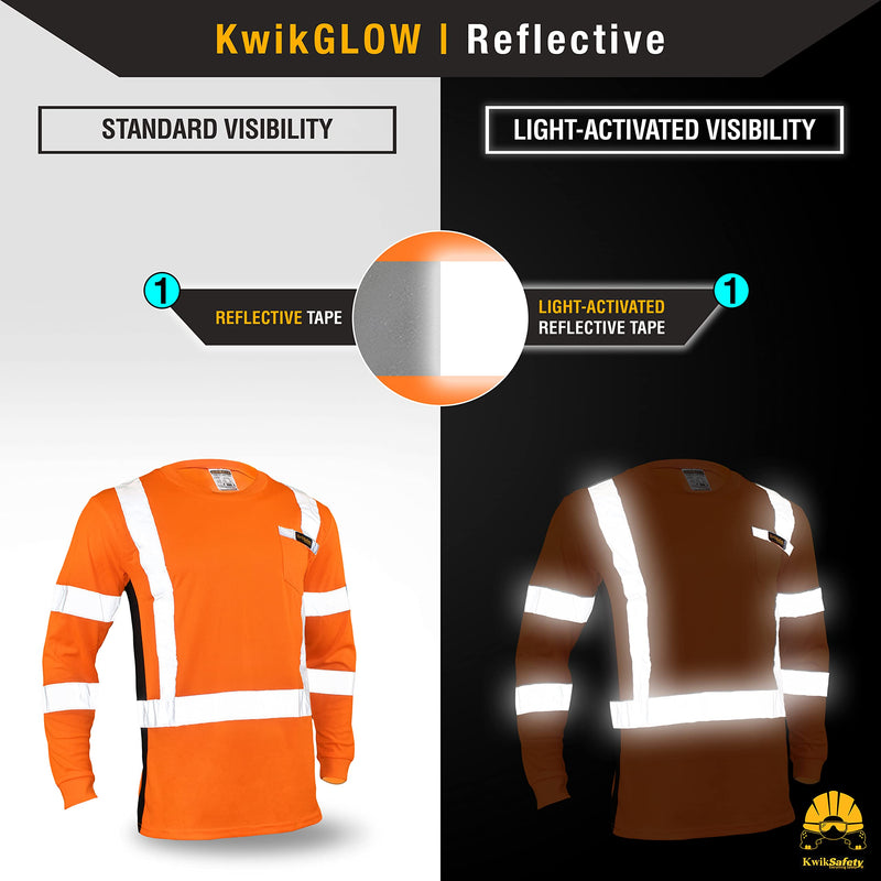 KwikSafety - Charlotte, NC - Operator Long Sleeve Safety Shirts [Solid Reflective Tape] Class 3 ANSI Tested OSHA XX-Large Basic Tape | Orange