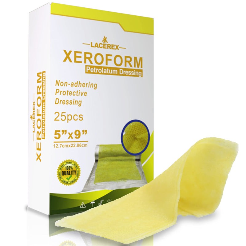 [Australia - AusPower] - AWD Medical Xeroform Petrolatum Dressing 5x9 - Non-Adhering Gauze Pads - Fine Mesh Gauze Patch Sterile - Healthcare Supplies for Wound Care, Burns, Lacerations, & Skin Grafts Aide (Box of 25, 5"x9") 5"x9" 