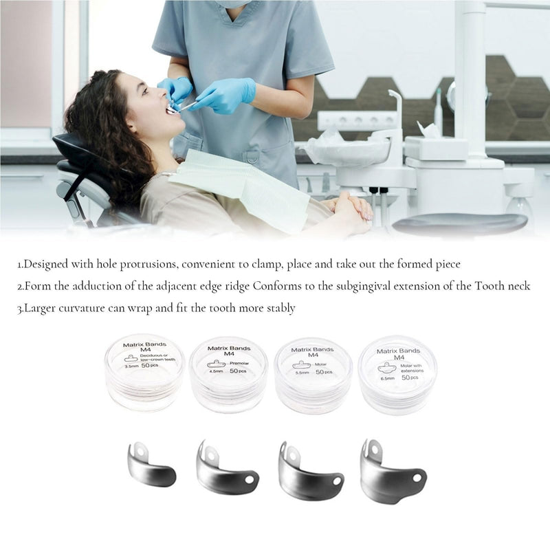 [Australia - AusPower] - 50PCS Dental Sectional Contoured Matrices Matrix Bands, M4 Dental Matrix Bands, Dental Matrix Bands for Dental Restorations (4.5mm, 2) 4.5mm 