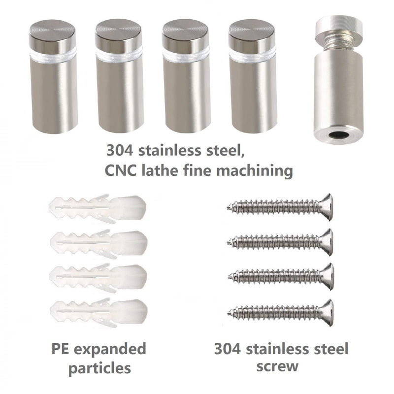 [Australia - AusPower] - Standoff Screws for Wall Mount Acrylic Picture Frame Hardware 1/2" x 1" Aluminum Silver Finish Nails for Acrylic Glass Sign Holder 8 Pcs 