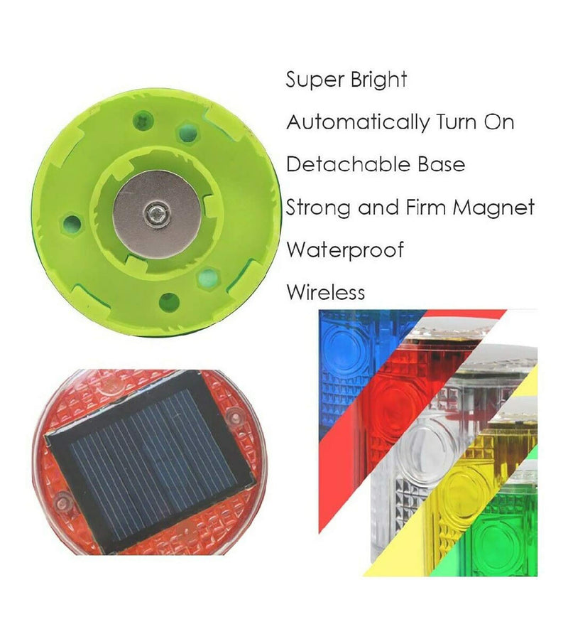 [Australia - AusPower] - Solar Strobe Warning Light, with Strong Magnetic Base High Bright LED Flashing 360° Wireless Control Automatically Turn On Waterproof IP65 for Construction, Traffic, Factory, Safety Sign (Green) Green 