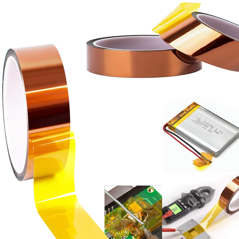 KR. LIF 2 Rolls Heat Resistant Tape for Sublimation, 10mm x 25m (82ft) – No Residue Heat Transfer Polyimide Tape for Heat Press, Vinyl, Electronics, Soldering, Circuit Boards