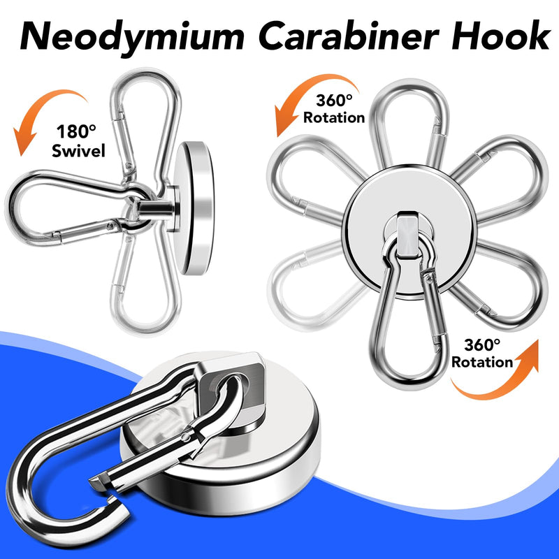 [Australia - AusPower] - LOVIMAG Strong Magnetic Hooks, 70LBS Heavy Duty Magnet Hooks Strong Neodymium Magnets with Carabiner Hook, Hook Magnets with Swivel for Hanging, Cruise, Grill, Kitchen, Refrigerator - 12 Pack 70lbs-12p 