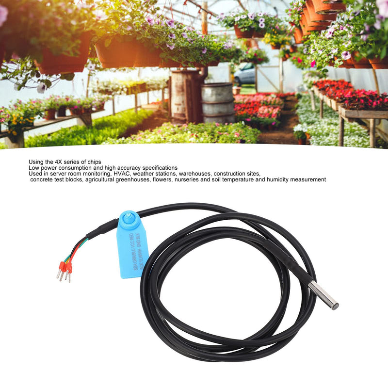 [Australia - AusPower] - Soil Temperature Humidity Sensor Probe Stainless Steel Plastic I2C Interface DC3.3V Integrated PTFE Filter Membrane Operating Condition IP67 