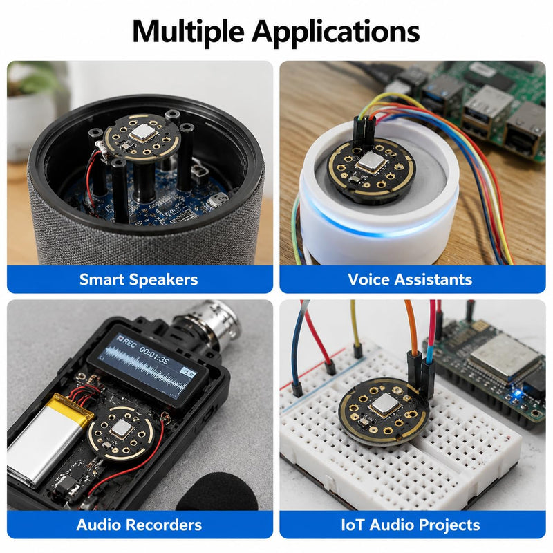 INMP441 Digital Microphone Module, INMP441 MEMS Digital I2S 24-Bit, Omnidirectional, High Sensitivity Compatible with Arduino ESP32 DSP for IoT Audio Recording, Pack of 3