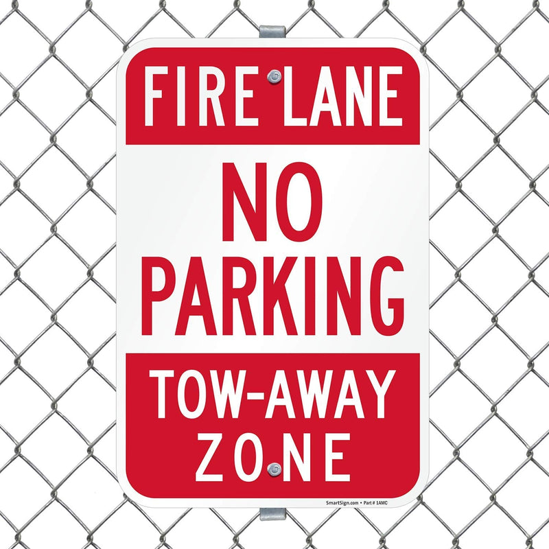 SmartSign “Fire Lane - No Parking, Tow-Away Zone” Sign | 12" x 18" Aluminum