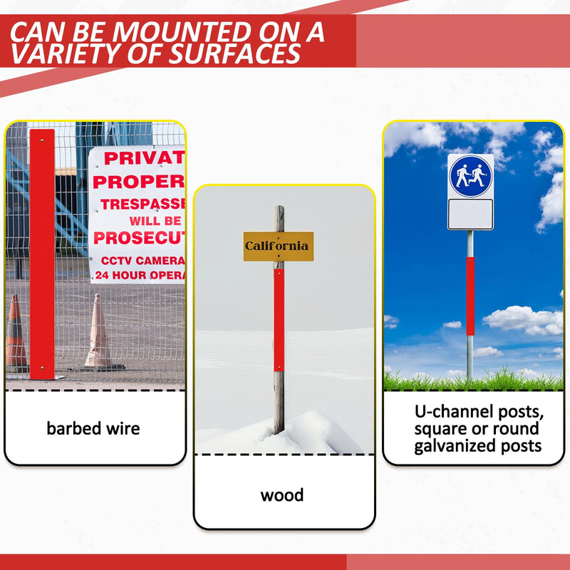 Copkim 2 Pcs Reflective Sign Post Panel 3 x 30 Inch Reflective Aluminum Red Driveway Markers Metal Reflector for Road Parking Street Caution Vehicle Slow Moving