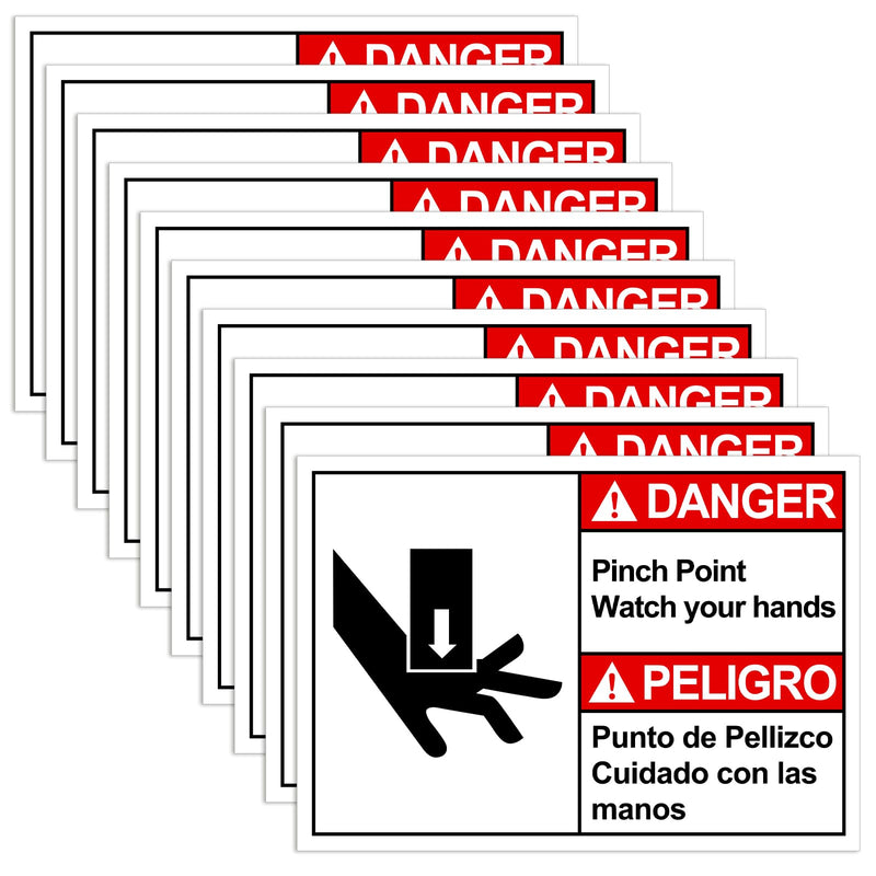20 Pcs DANGER Pinch Point Watch Your Hands ANSI Bilingual Safety Label Decal - 5'' x 3.5'' Vinyl ANSI Safety Warning Sign Stickers for Indoor Outdoor Machinery Workplace(Danger) 20