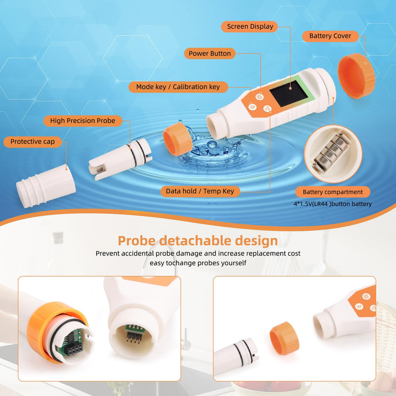 [Australia - AusPower] - 7-in-1 Smart Digital Pool Water Tester – pH, Salt, ORP, EC, TDS & Temperature Meter for Saltwater Pools, Hot Tubs, Spas, Hydroponics, Aquariums, Koi Ponds & Drinking Water Quality Analysis 
