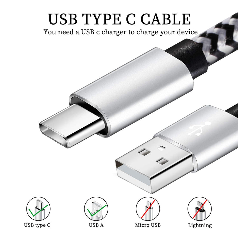 [Australia - AusPower] - USB Type c Cable, 5 Pack (6FT) Nylon Braided 3A Fast Charging Cord for Samsung Galaxy S9 S8 Note 9 Note 8 Galaxy Note 20 10 S21 S20 S10 Plus 
