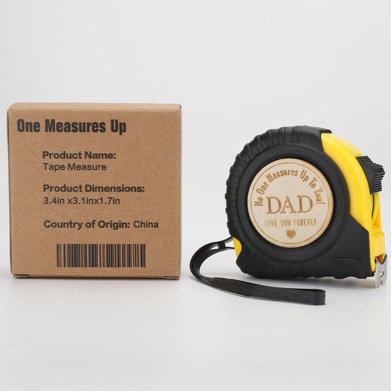 [Australia - AusPower] - One Measures Up Gifts for Dad, Dad Gifts from Son Daughter, Fathers Day Birthday Christmas Gifts for Dad, Tool Gifts Woodworker Carpenter Gifts, No One Measures Up to You, Engraved Tape Measure 25 FT 