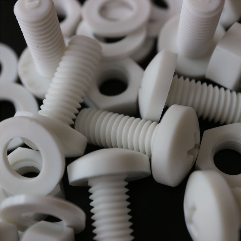 [Australia - AusPower] - 20 x White Pan Head Screws Polypropylene (PP) Plastic Nuts and Bolts, M8 x 20mm, Washers, (5/16 x 25/32 in) 