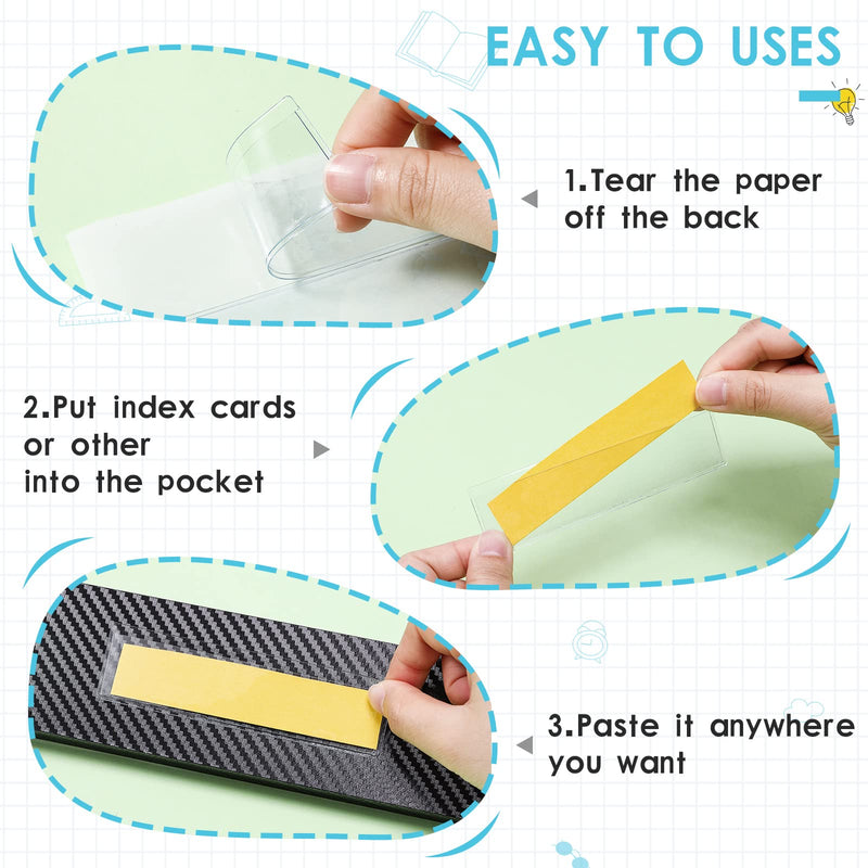 30 Pack Self-Adhesive Index Card Pockets with Top Open for Loading - Ideal Card Holder for Organizing and Protecting Your Index Cards - Crystal Clear Plastic(4.4 x 1.2 Inches) 4.4 x 1.2 Inches - NewNest Australia