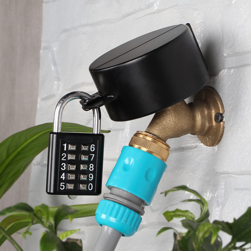 [Australia - AusPower] - Outdoor Faucet Lock System -Gate Valve LockoutDevice -Prevent Water Theft by Cover and Code Lock,Stop Unauthorized use Vandalism,Faucet Protection (Password Hanging Lock）… Black 