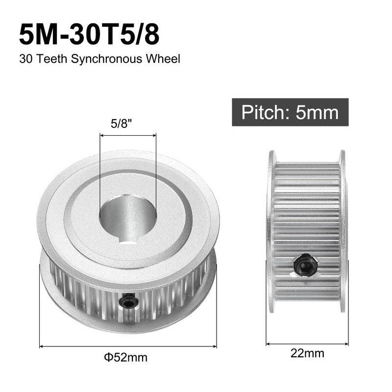 [Australia - AusPower] - uxcell 5M-30T-5/8B Timing Belt Pulley 5/8" Bore, 30 Teeth Aluminum Alloy Synchronous Wheel with Keyway, Pitch 5mm Tooth for 15mm Width Belt 