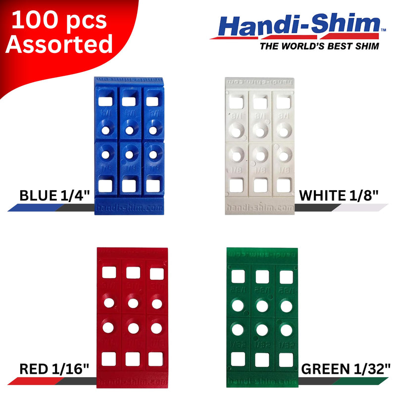[Australia - AusPower] - Heavy Duty Reusable Plastic Construction Shims for Spacing, Leveling, Plumbing and More - 100 Piece Assorted Pack (4 Sizes 