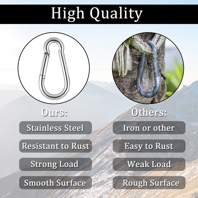 [Australia - AusPower] - Benvo 2 Pcs Carabiner Clips Spring-Snap Hook M8 3.1 Inch Quick Link 304 Steel Heavy Duty Big Spring Buckle Rope Connectors for Backpack, Hammock, Camping and Swing, Outdoor Equipments (500LB Capacity) M8-Pack of 2 