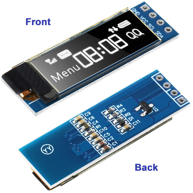 [Australia - AusPower] - 5 Pieces I2C Display Module 0.91 Inch I2C OLED Display Module I2C OLED Screen Driver DC 3.3V~5V (White Display Color) White Display Color 