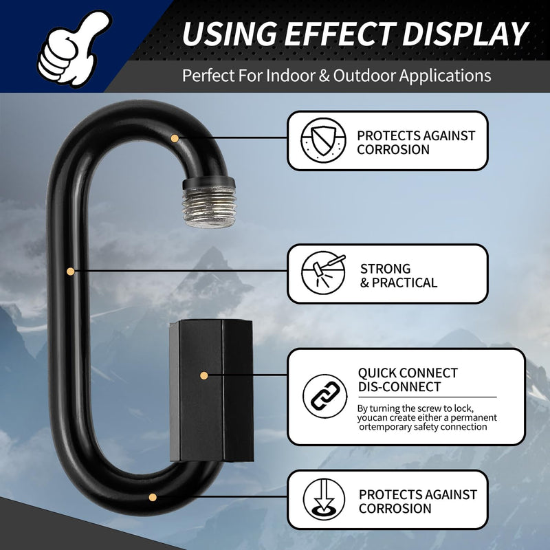 [Australia - AusPower] - 1.9" Chain Quick Links, 10 Pcs 3/16" Marine Grade Screw Chain Links, Large Opening Chain Connector Chain Coupler, 650 Lbs Capacity 1.9 Inch, 10 Pack 