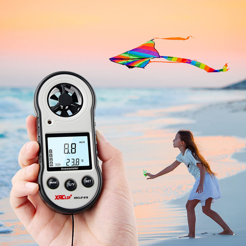 Digital Anemometer Handheld, Wind Speed Meter Wind Gauges Air Flow Velocity Meter, Measuring Wind Chill Temperature Speed, Wind Meter Thermometer Gauge for Shooting Windsurfing Fishing