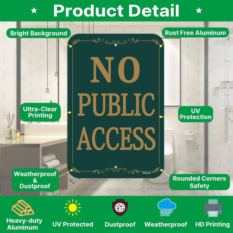 2 Pack No Public Access Signs No Entry Is Allowed Without Permission Signs 18x12 inches Metal Reflective Rust Aluminum UV Protected Waterproof Sturdy Easy Mounting