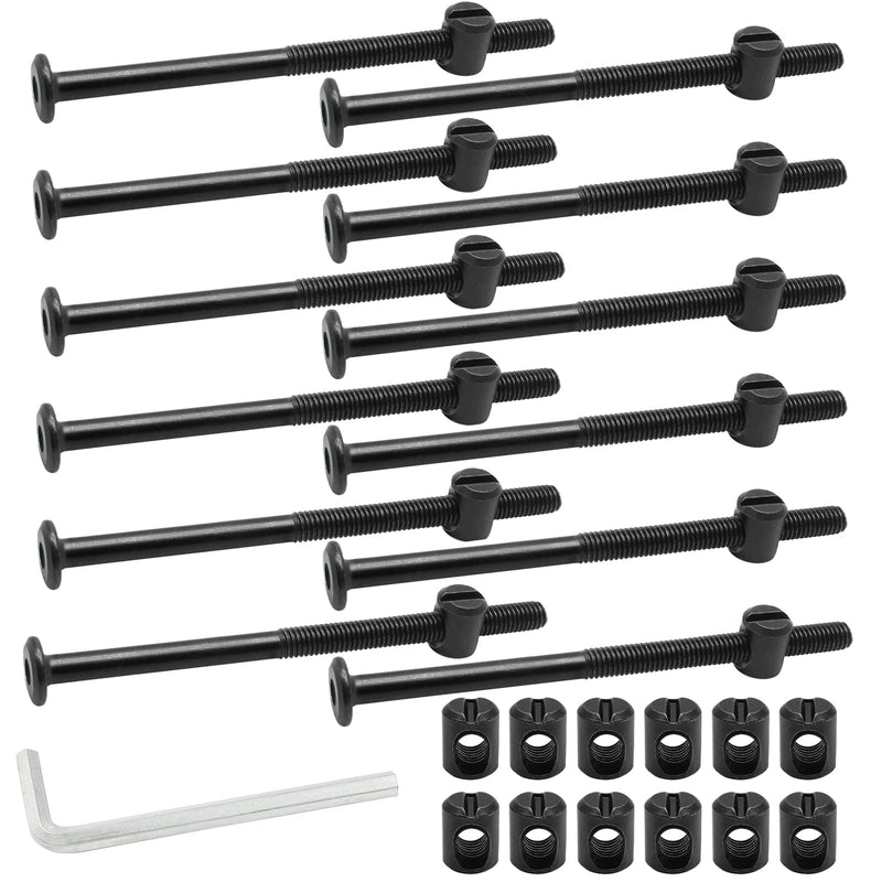 [Australia - AusPower] - M6 x 100mm Bunk Bed Bolts, Hex Drive Socket Furniture Barrel Screws Bolt Nuts Furniture Crib Baby Bed Bolt with Wrench(Black, 12 Pcs) M6*100 Black 