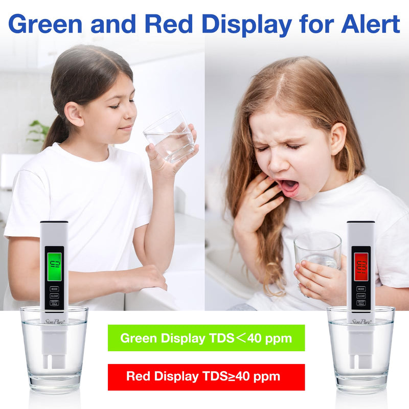 [Australia - AusPower] - SimPure TDS Meter Digital Water Tester, 4 in 1 TDS EC & Temperature Meter, Water Quality Hardness Testing Kits, High Accuracy PPM Meter for Drinking Water, Hydroponics, Aquarium, Pool, RO System 