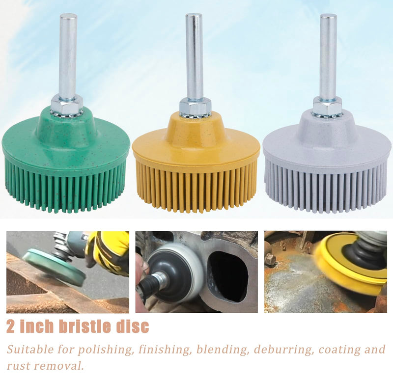 [Australia - AusPower] - 2 Inch Bristle Disc Grit Abrasive Bristle Disc, 6 Pieces Roloc Bristle Disc Grade 50# 80# 120# with 1/4 Inch Shank Abrasive Coating Removal Disc for Metal 