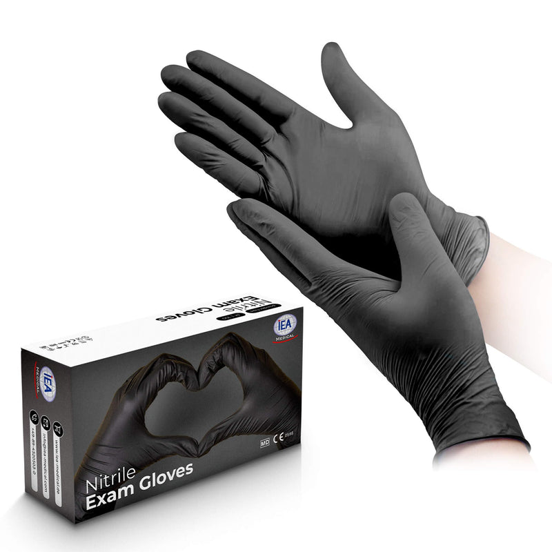 [Australia - AusPower] - IEA Medical Nitrile Gloves, M, Black, Pack of 100, Disposable Gloves, M, Tear-Resistant, Examination Gloves, Latex-Free Gloves, M 