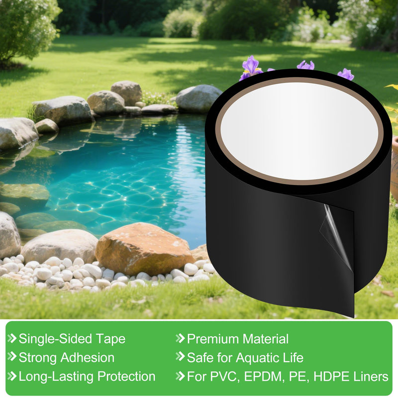 ToLanbbt Pond Liner Seam Tape, 4" x 59" Single Sided Peel and Stick Seam Tape Self Adhesive Seaming Kit Butyl Rubber Pond Liner Repair Patch Kit Waterproof for EPDM Roof Garden Cover Patch Repair 4 IN x 4.92FT -Single Sided Seam Tape