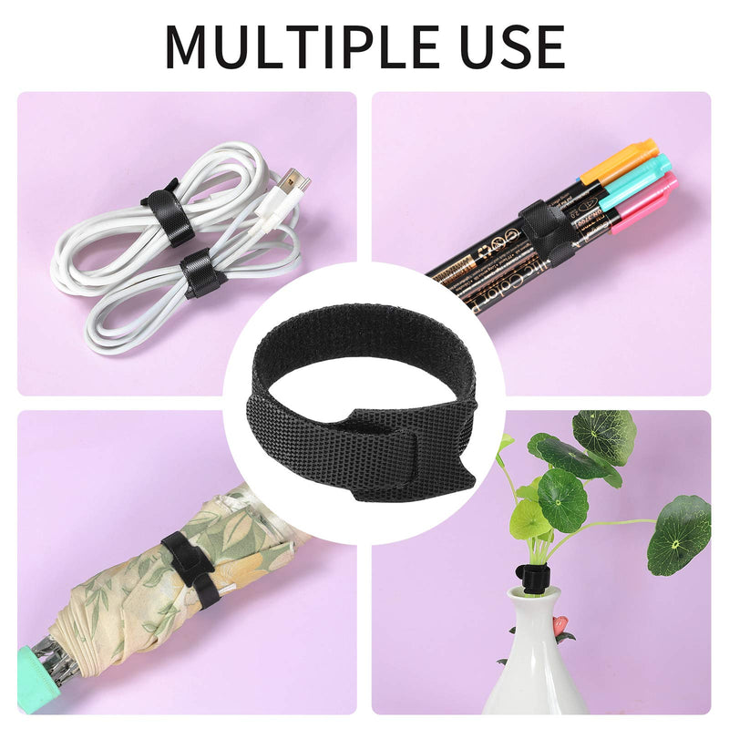 [Australia - AusPower] - Reusable Fastening Cable Ties 6 in Cable Management Ties 100 pcs Cable Straps Wire Ties Adjustable Cord Organizer for Home Office Data Centers Electronics PC TV Black 
