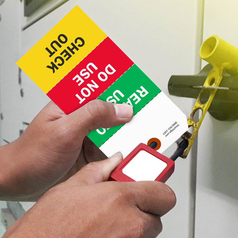 SmartSign Ready to Use Two-Sided Tags with Tear-Off Stubs and Wires - Pack of 100 | 6.25" x 3.125" Polylith Plastic, 10 mil