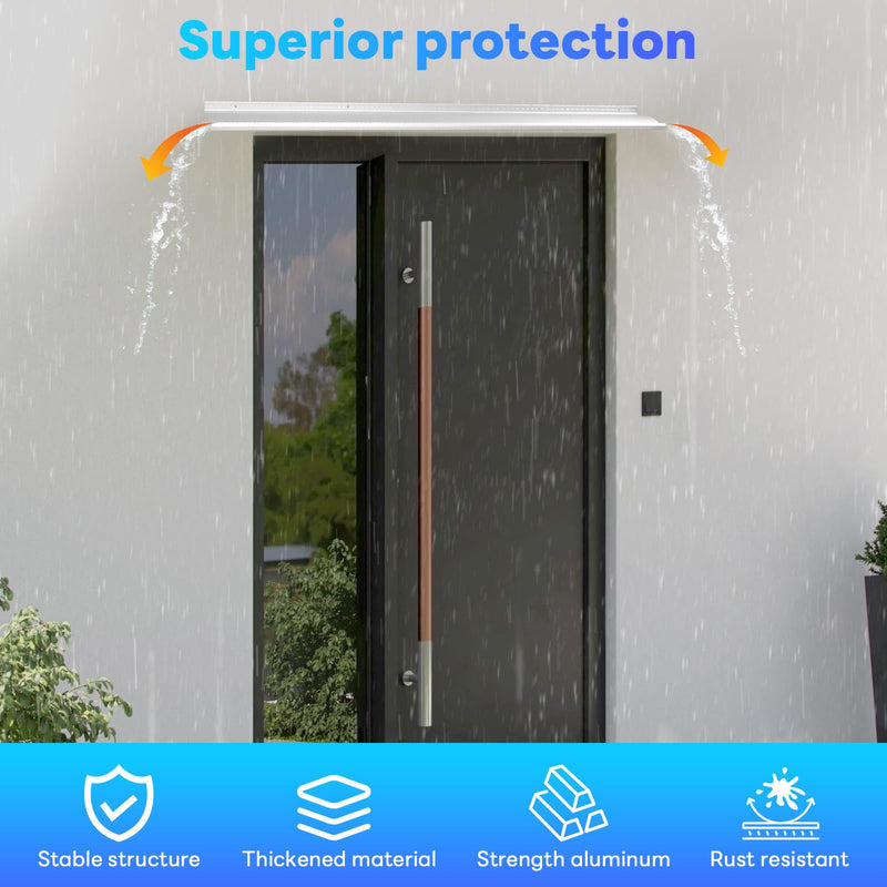 4" Extra-Wide Door Rain Drip Guard, 52" L Heavy Duty Aluminum Thickened Window Door Rain Deflector, Door Drip Cap, 0.8" Height Overhead Drip Edge (Silver) 1 52in-Silver