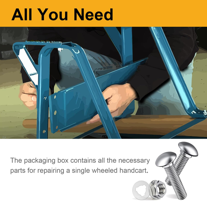 [Australia - AusPower] - Wheelbarrow Carriage Bolts and Nuts Kit,Stainless Steel Carriage Bolts 5/16-18 5”,3-1/2”,2-3/4”,2-1/4”,3/4”,Flange Hex Nuts,Nylon Retainer Clips,Wheelbarrow Handles Replacement Parts,18Sets S 