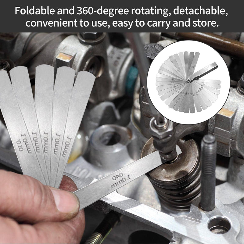 [Australia - AusPower] - 32 Blades Feeler Gauge, Stainless Steel, Double Marked Metric and Imperial Measuring Tool, Measuring Gauge, Valve Gauge, Steel Feeler Gauge, Bendable Feeler Gauge for Measuring Gap Width Thickness 