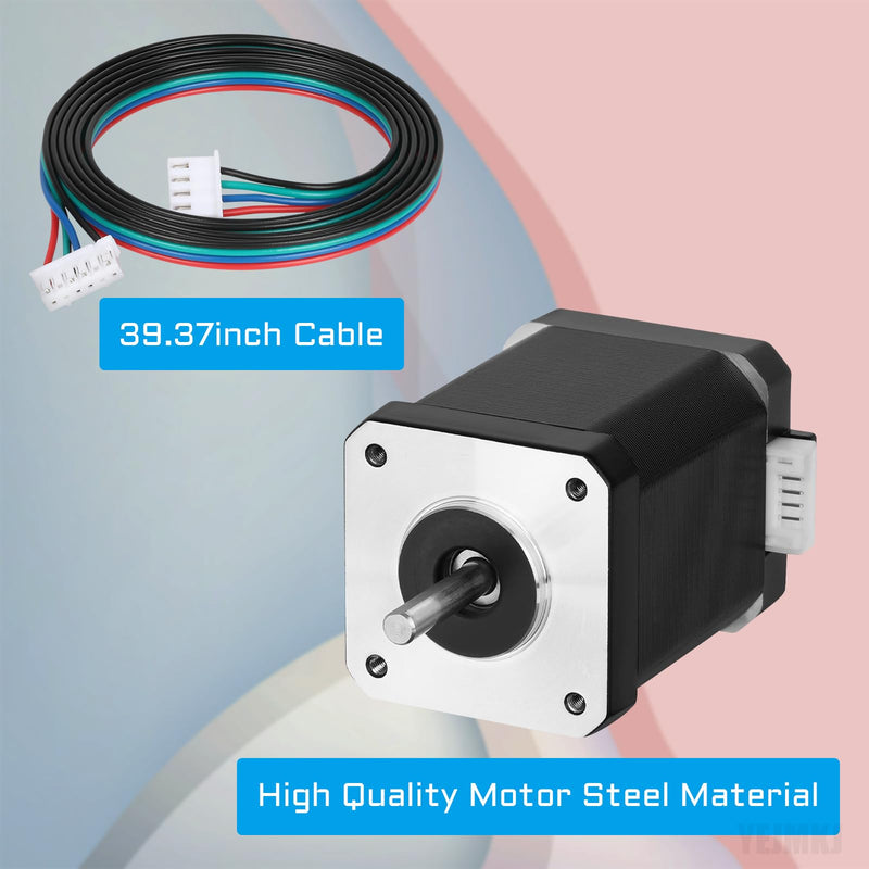 [Australia - AusPower] - Nema 17 Stepper Motor 60MM Bipolar 2 A 70Ncm (99.12oz.in) Nema17 42 Motor 2 Phase 4-Lead Stepper Motors 1.8 Degree with 1m Cable and Connector for DIY CNC 3D Printer, 1.66x1.66x2.37inch 
