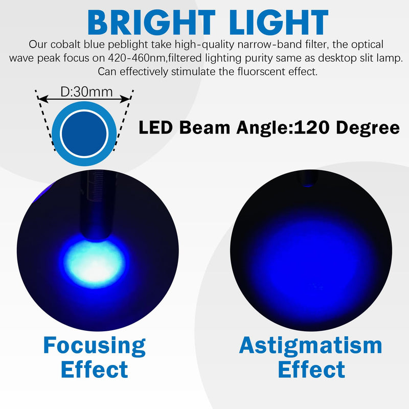 [Australia - AusPower] - Jeemiter Cobalt Blue LED Professional Medical Penlight PenLite with Metal Clip for Ophthalmologists Doctors Nurses and Eye Examiner 