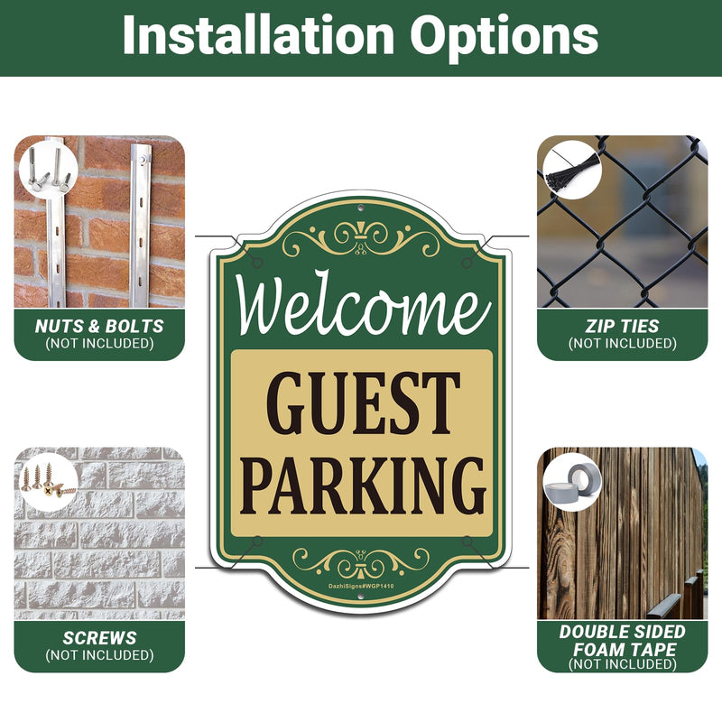 2 Pack Welcome Guest Parking Signs, 14"x10" Customer/Visitor Parking Only Sign, Rust Free Aluminum Guest Parking Only Sign, Fade/Weather Resistant, UV Protected, Indoor/Outdoor Use, Easy to Mount
