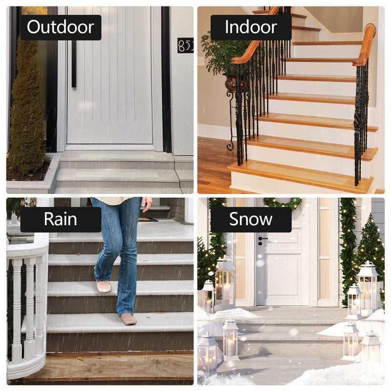 Clear Non Slip Stair Treads, 4” x 30” (15 Pack), Transparent Anti-Slip Strips for Wooden Steps Indoor, Waterproof Safety Grip Tape for Dogs & Elderly 4 x 30" 15pcs