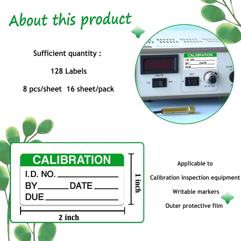 [Australia - AusPower] - Self Laminating Calibration Labels 2 X 1 Inches - Write-on Calibration Stickers with Clear Covers for for NIST Calibration, ISO-900 Calibration 128 Labels Green 2 X 1 Inch 