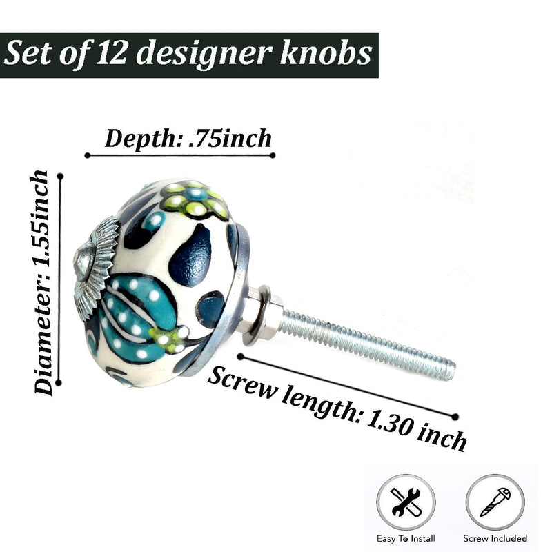 Perilla Home Set of 12 Ceramic Decorative Tomato Melon Knobs for Home Kitchen Cupboard Glass Door Knobs Dresser Wardrobe and Drawer Pulls (Green) Green