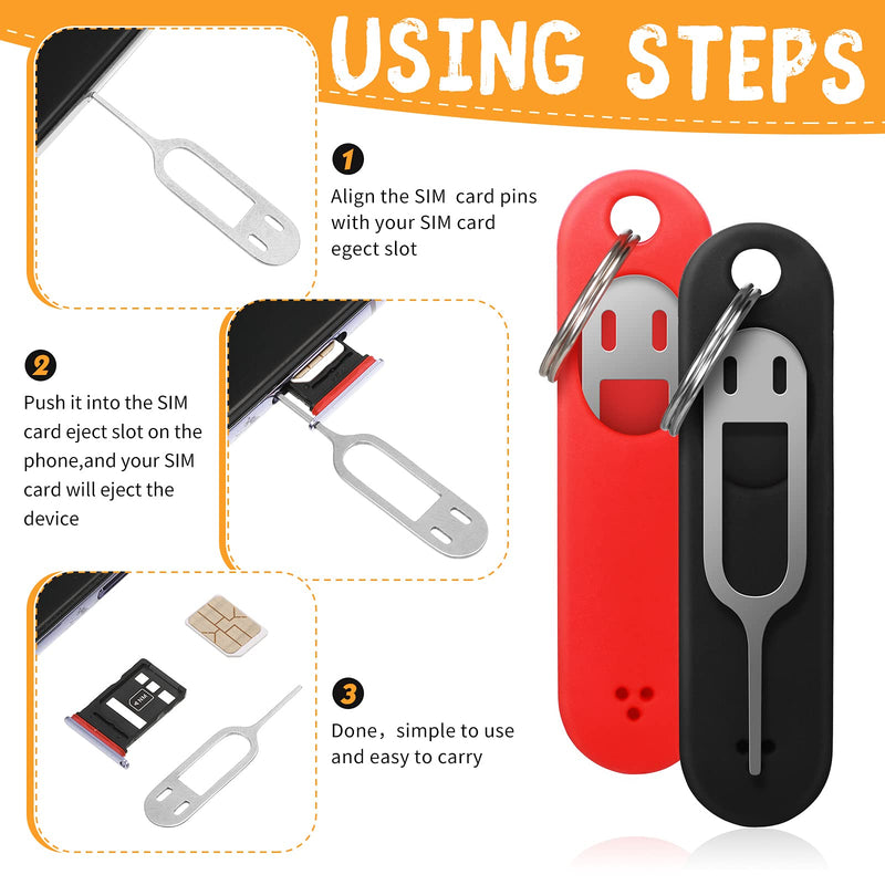 [Australia - AusPower] - Sim Card Removal Tool Phone Chip Remover Sim Card Unlock Chip Card Pin Tool Sim Card Tray Eject Pin Removal Tools Needle Opener Ejector with Detachable Keychain Charm for Smart Phone, 4 Pieces 