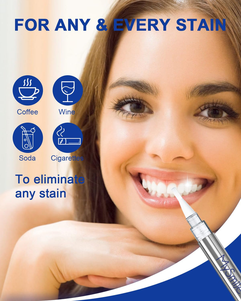[Australia - AusPower] - MySmile Non-Sensitive Teeth Whitening Pen Mint Gel Enamel Safety 8ML 30+ Treatments Fast Remove 20 Years of Stains Care Oral Bright Smile Alternative Teeth Whitening Strips ﻿ Dark Blue 