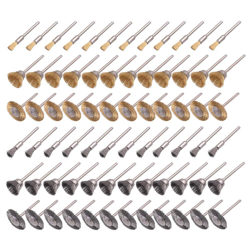 [Australia - AusPower] - 40 Pcs Buffing Wheel Set & 72 Pcs Wire Brushes Set, 1/8'' Shank Accessories for Rotary Tool 