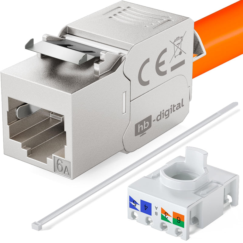 [Australia - AusPower] - HB-DIGITAL 4x CAT 6a Keystone Module Jack, GHMT Certified RJ45 Socket STP 500MHz 10Gbps Krone Tool-Free Coupling Network Panel Socket for Patch Panel, Ethernet LAN Installation Cable 4 pcs. 