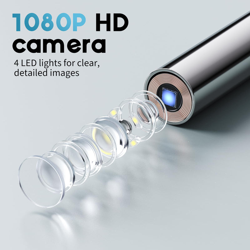 [Australia - AusPower] - Otoscope Ear Camera with 1.38” IPS Screen, HD Ear Scope with Lights, Otoscope Camera for Adults Kids and Pets, 12 Silicone Specula Tips, Support Photo & Video, 32GB TF Card, Fsa Baby Eligible Items 32GB TFcard Package-Gray 