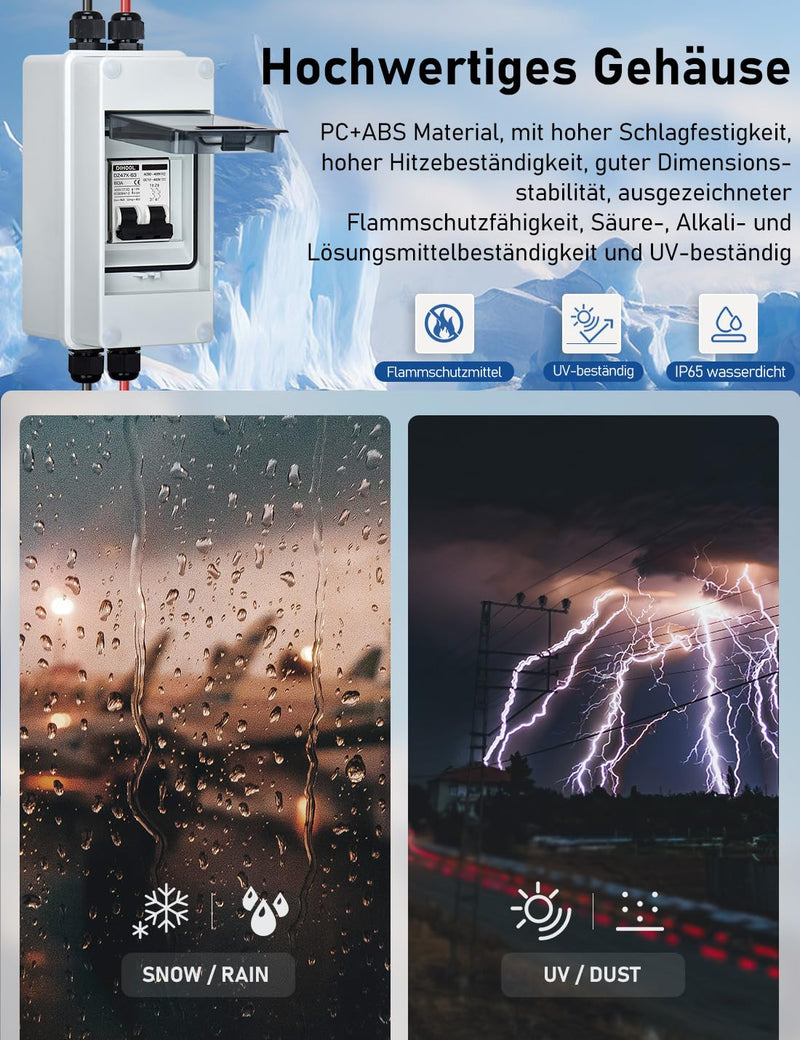 [Australia - AusPower] - DIHOOL 60 Amp Solar Panel Disconnect Switch, DC Miniature Circuit Breaker with DIN Rail Box 60 Amp UV-Proof 